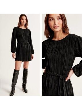 Abercrombie & Fitch Satin Plisse Easy Mini Dress
